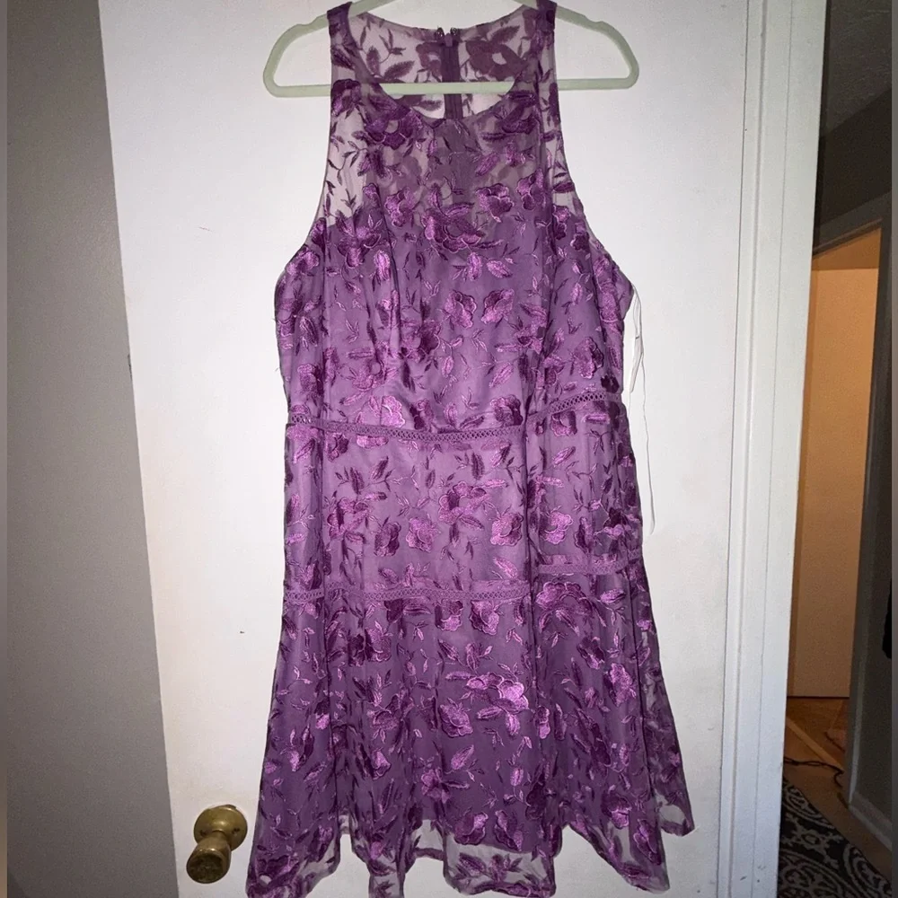 NWT David's Bridal Purple Midi Dress - Picture 1 of 7